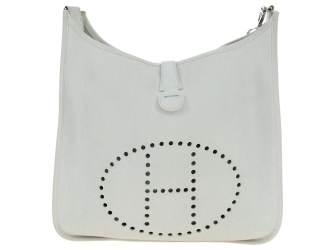 Hermès Borsa a tracolla HERMES Evelyn 1GM in pelle bianca argento Auth 195640SAM Bianco - vista 2