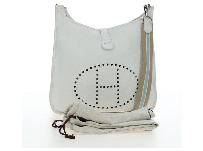 Hermès Borsa a tracolla HERMES Evelyn 1GM in pelle bianca argento Auth 195640SAM Bianco - vista 24