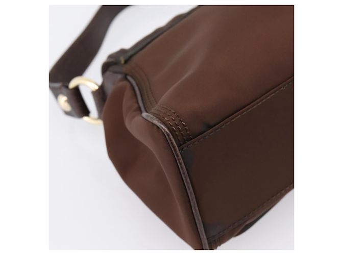 Céline Borsa a mano CELINE Nylon Brown Gold Auth 196564 Marrone D'oro - vista 13