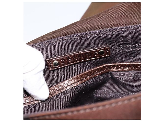 Céline Borsa a mano CELINE Nylon Brown Gold Auth 196564 Marrone D'oro - vista 14