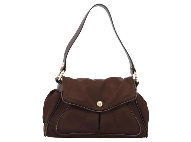 Céline Borsa a mano CELINE Nylon Brown Gold Auth 196564 Marrone D'oro - vista 2