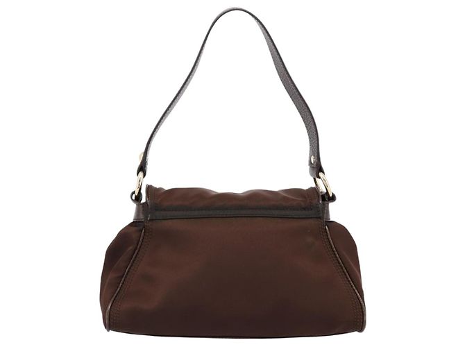 Céline Borsa a mano CELINE Nylon Brown Gold Auth 196564 Marrone D'oro - vista 3