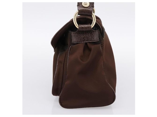 Céline Borsa a mano CELINE Nylon Brown Gold Auth 196564 Marrone D'oro - vista 5