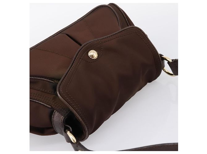 Céline Borsa a mano CELINE Nylon Brown Gold Auth 196564 Marrone D'oro - vista 6