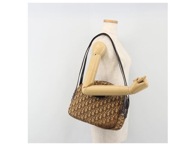 Borsa a tracolla Christian Dior Trotter Canvas Marrone Oro Auth bs36727 D'oro - vista 23