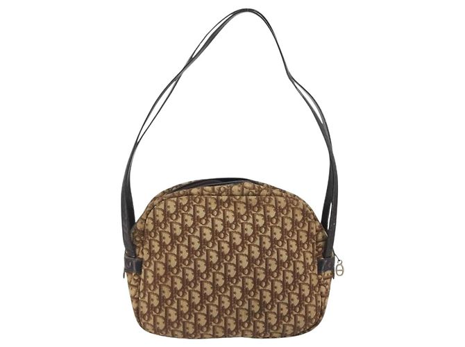 Borsa a tracolla Christian Dior Trotter Canvas Marrone Oro Auth bs36727 D'oro - vista 3