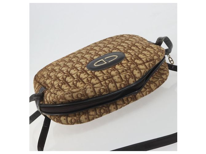 Borsa a tracolla Christian Dior Trotter Canvas Marrone Oro Auth bs36727 D'oro - vista 6