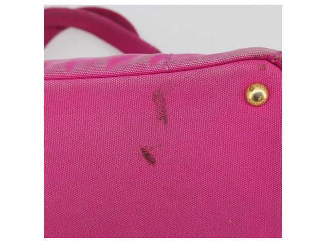Borsa PRADA Canapa MM Canvas Rosa Oro Auth 194294 D'oro - vista 14