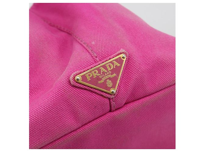 Borsa PRADA Canapa MM Canvas Rosa Oro Auth 194294 D'oro - vista 15