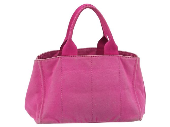 Borsa PRADA Canapa MM Canvas Rosa Oro Auth 194294 D'oro - vista 3