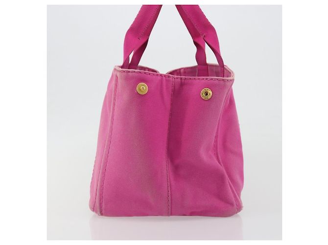 Borsa PRADA Canapa MM Canvas Rosa Oro Auth 194294 D'oro - vista 4