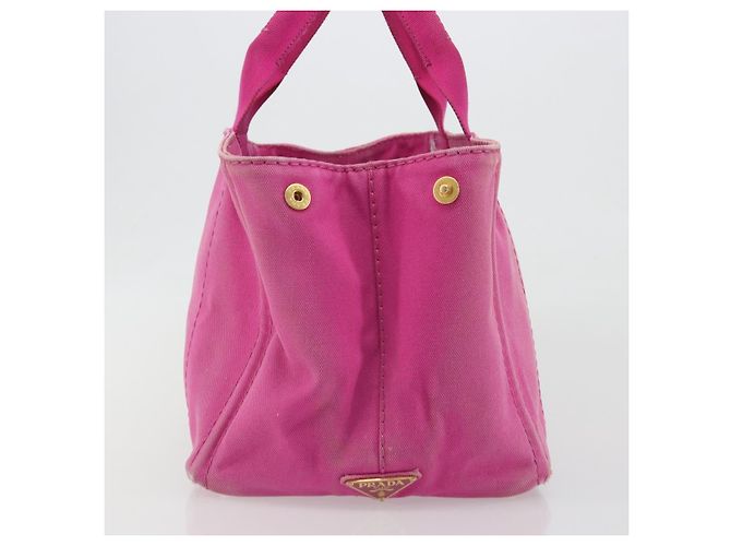 Borsa PRADA Canapa MM Canvas Rosa Oro Auth 194294 D'oro - vista 5