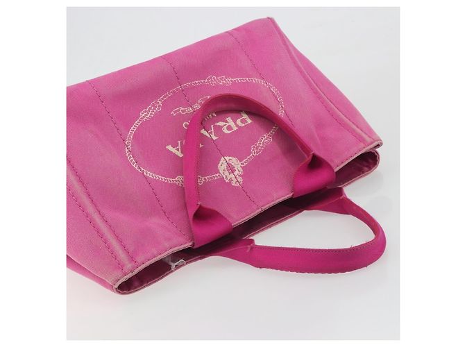 Borsa PRADA Canapa MM Canvas Rosa Oro Auth 194294 D'oro - vista 6
