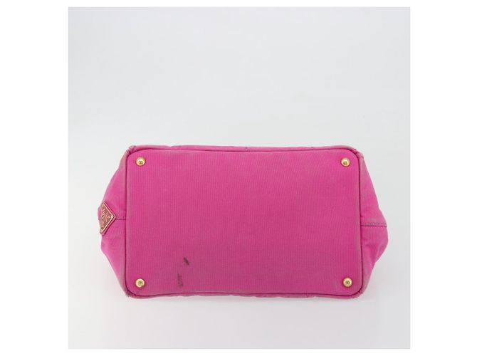 Borsa PRADA Canapa MM Canvas Rosa Oro Auth 194294 D'oro - vista 9