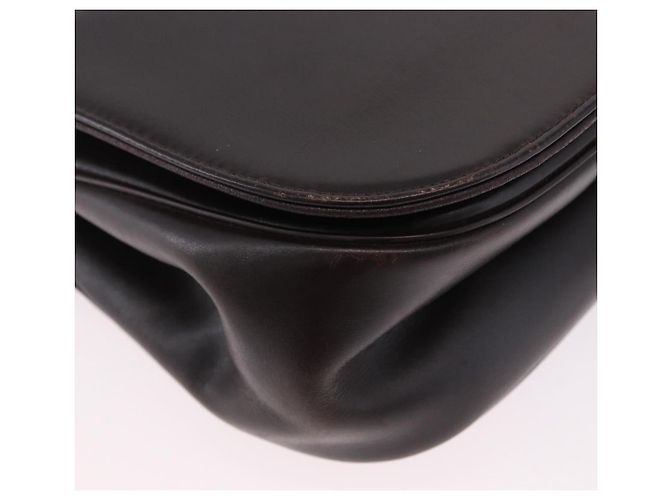 Christian Dior Chain Shoulder Bag Leather Dark Brown Gold Auth 195730 Golden - view 11