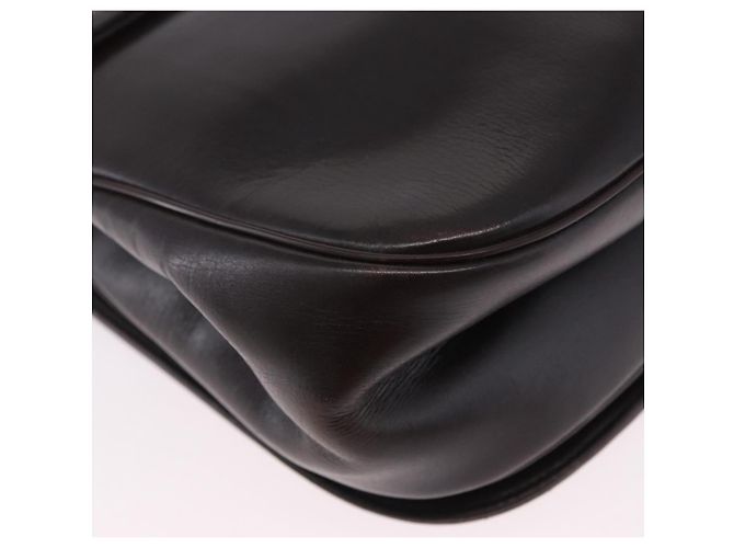Christian Dior Chain Shoulder Bag Leather Dark Brown Gold Auth 195730 Golden - view 13