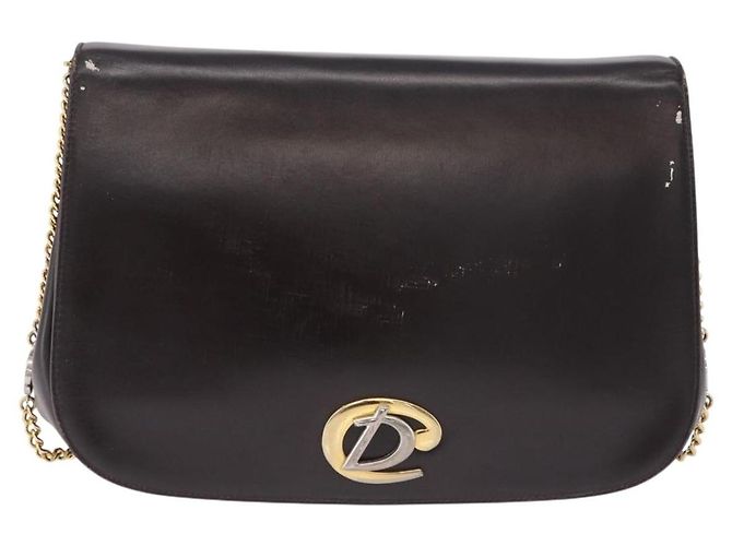 Christian Dior Chain Shoulder Bag Leather Dark Brown Gold Auth 195730 Golden - view 2
