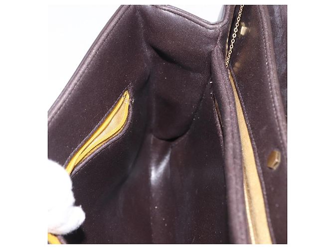 Christian Dior Chain Shoulder Bag Leather Dark Brown Gold Auth 195730 Golden - view 20