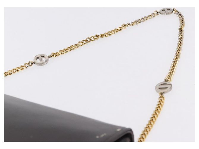 Christian Dior Chain Shoulder Bag Leather Dark Brown Gold Auth 195730 Golden - view 9