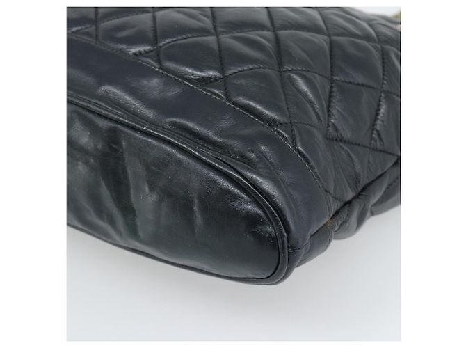 CHANEL Matelasse Chain Schultertasche aus Lammleder Schwarz Gold CC Auth bs36768 Golden - Ansicht 10