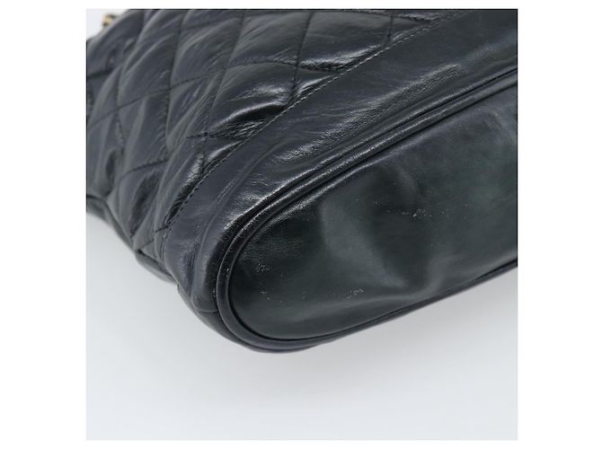 CHANEL Matelasse Chain Schultertasche aus Lammleder Schwarz Gold CC Auth bs36768 Golden - Ansicht 11