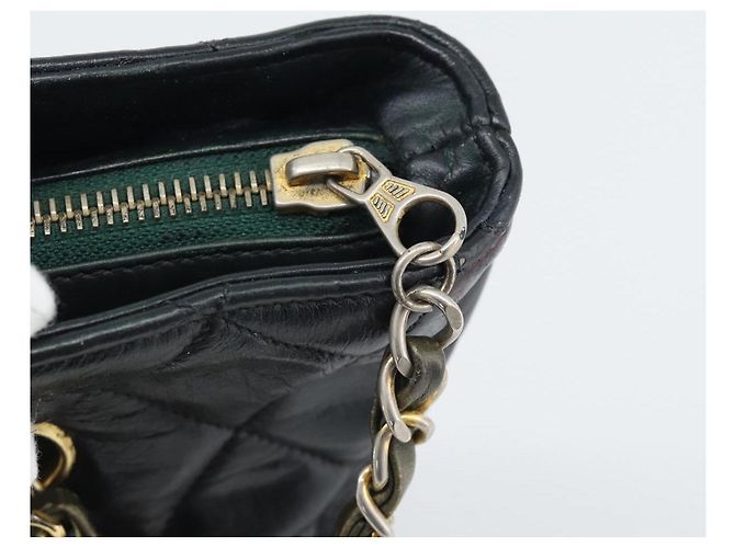 CHANEL Matelasse Chain Schultertasche aus Lammleder Schwarz Gold CC Auth bs36768 Golden - Ansicht 15