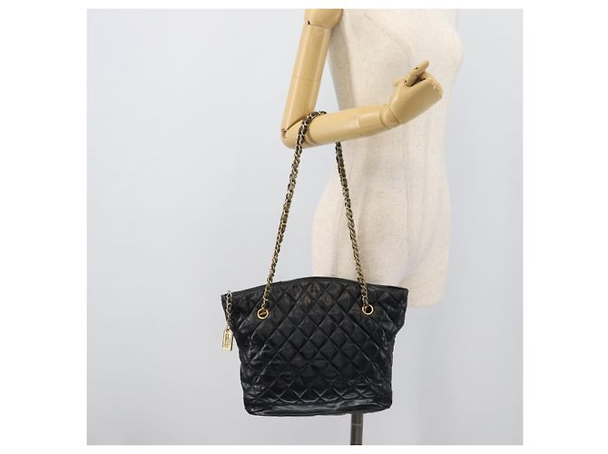 CHANEL Matelasse Chain Schultertasche aus Lammleder Schwarz Gold CC Auth bs36768 Golden - Ansicht 23