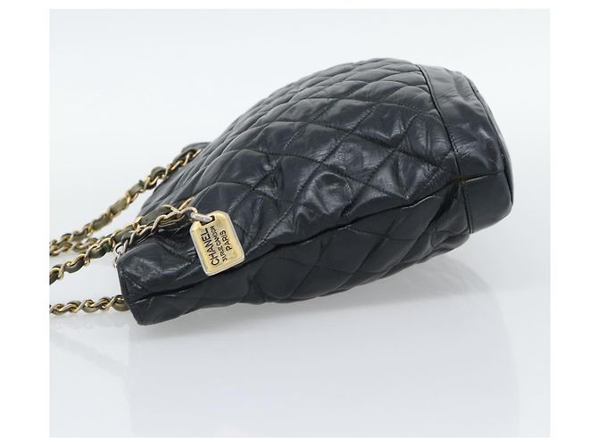 CHANEL Matelasse Chain Schultertasche aus Lammleder Schwarz Gold CC Auth bs36768 Golden - Ansicht 4