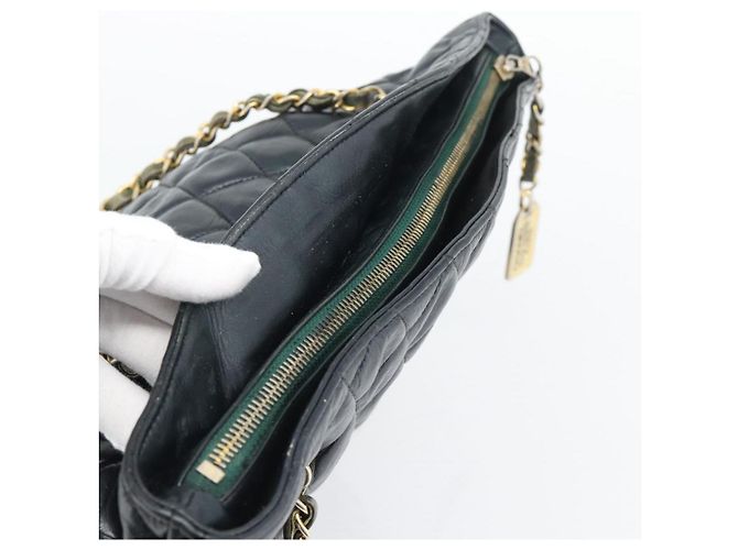 CHANEL Matelasse Chain Schultertasche aus Lammleder Schwarz Gold CC Auth bs36768 Golden - Ansicht 6