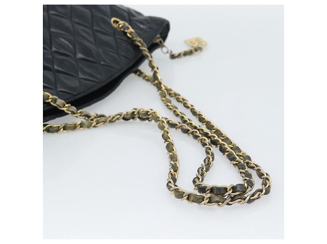 CHANEL Matelasse Chain Schultertasche aus Lammleder Schwarz Gold CC Auth bs36768 Golden - Ansicht 7