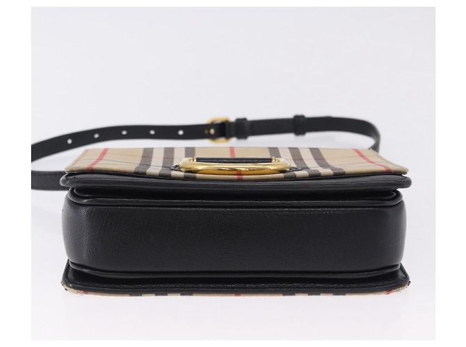 Borsa a tracolla BURBERRY Nova Check Canvas Beige Gold Auth ka5594 D'oro - vista 10