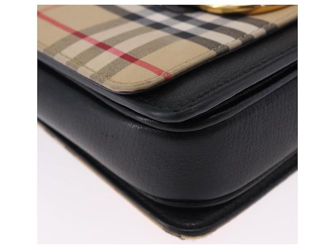 Borsa a tracolla BURBERRY Nova Check Canvas Beige Gold Auth ka5594 D'oro - vista 11
