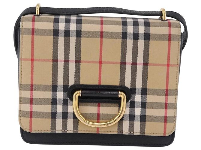 Borsa a tracolla BURBERRY Nova Check Canvas Beige Gold Auth ka5594 D'oro - vista 2