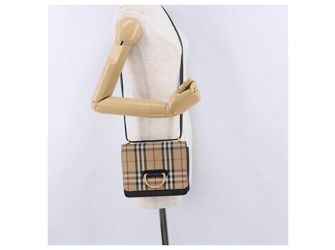 Borsa a tracolla BURBERRY Nova Check Canvas Beige Gold Auth ka5594 D'oro - vista 24