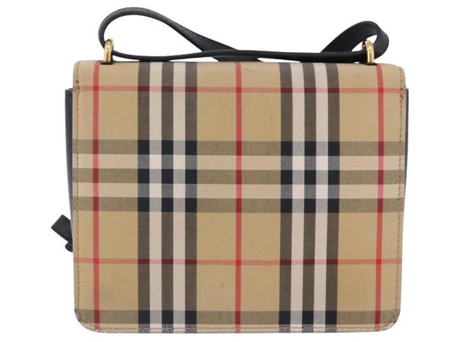 Borsa a tracolla BURBERRY Nova Check Canvas Beige Gold Auth ka5594 D'oro - vista 3