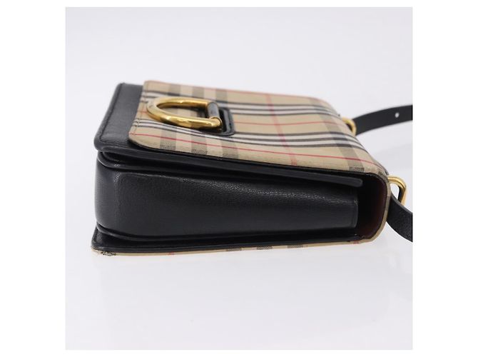 Borsa a tracolla BURBERRY Nova Check Canvas Beige Gold Auth ka5594 D'oro - vista 5