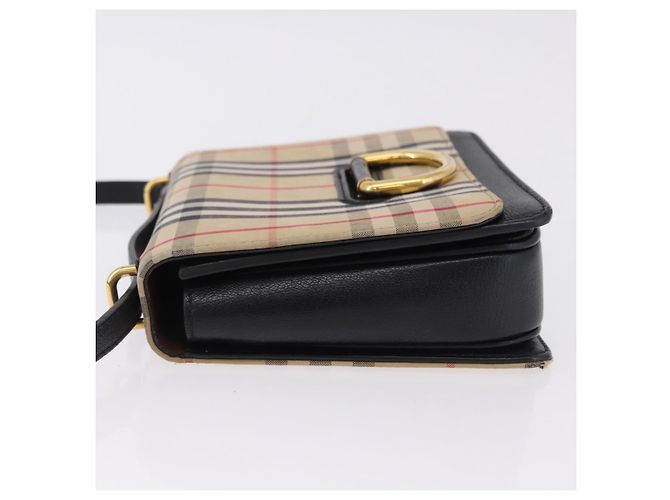 Borsa a tracolla BURBERRY Nova Check Canvas Beige Gold Auth ka5594 D'oro - vista 6
