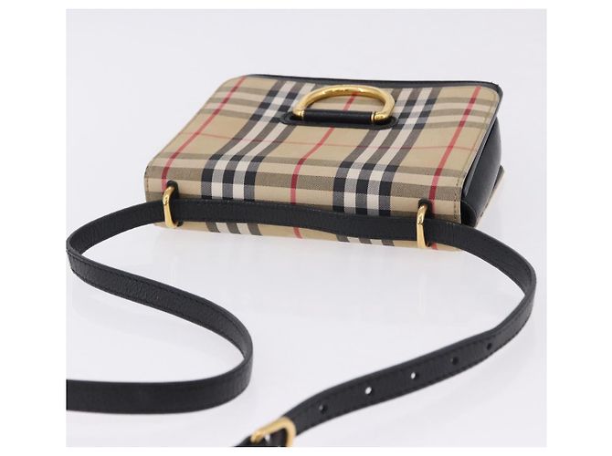 Borsa a tracolla BURBERRY Nova Check Canvas Beige Gold Auth ka5594 D'oro - vista 7
