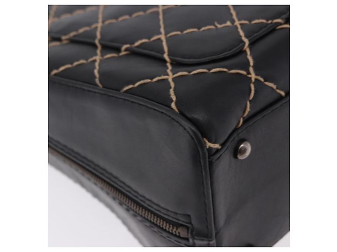 Borsa a mano CHANEL Wild Stitch in pelle nera CC Auth 195982V Nero - vista 12
