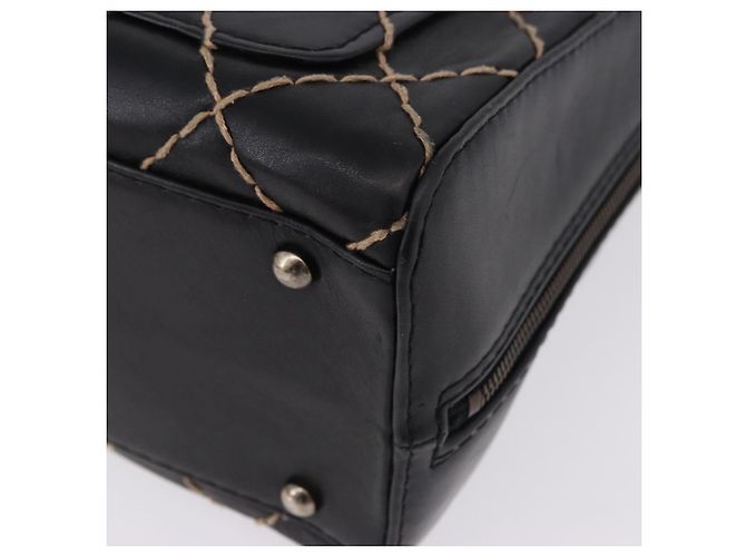 Borsa a mano CHANEL Wild Stitch in pelle nera CC Auth 195982V Nero - vista 13