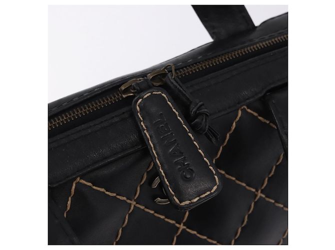 Borsa a mano CHANEL Wild Stitch in pelle nera CC Auth 195982V Nero - vista 14