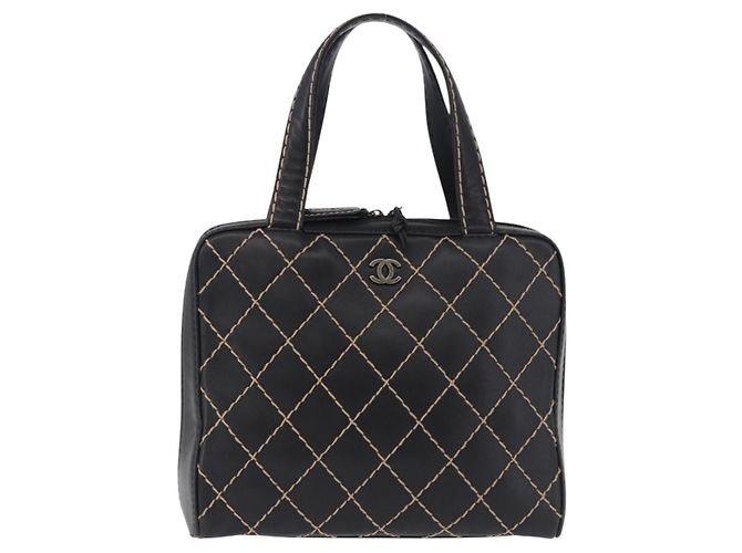Borsa a mano CHANEL Wild Stitch in pelle nera CC Auth 195982V Nero - vista 2