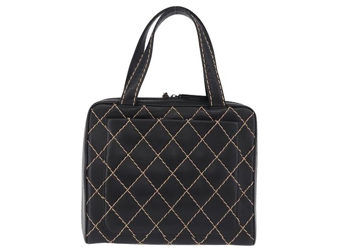 Borsa a mano CHANEL Wild Stitch in pelle nera CC Auth 195982V Nero - vista 3