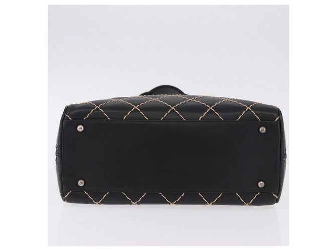 Borsa a mano CHANEL Wild Stitch in pelle nera CC Auth 195982V Nero - vista 9