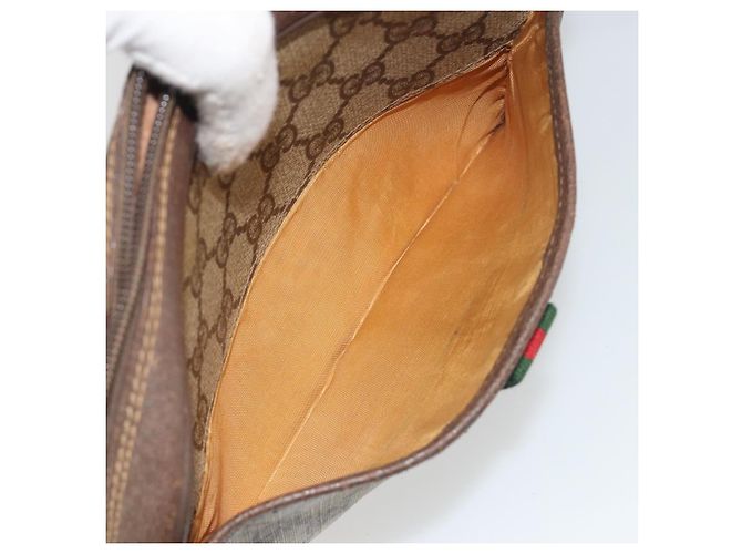 Bolso GUCCI GG Supreme Web Sherry Line PVC Beige Oro 116 02 089 Auth 195675 Dorado - vista 20