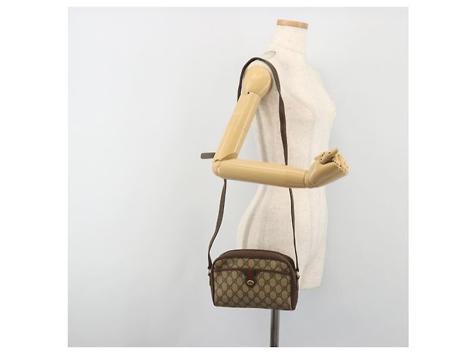 Bolso GUCCI GG Supreme Web Sherry Line PVC Beige Oro 116 02 089 Auth 195675 Dorado - vista 22