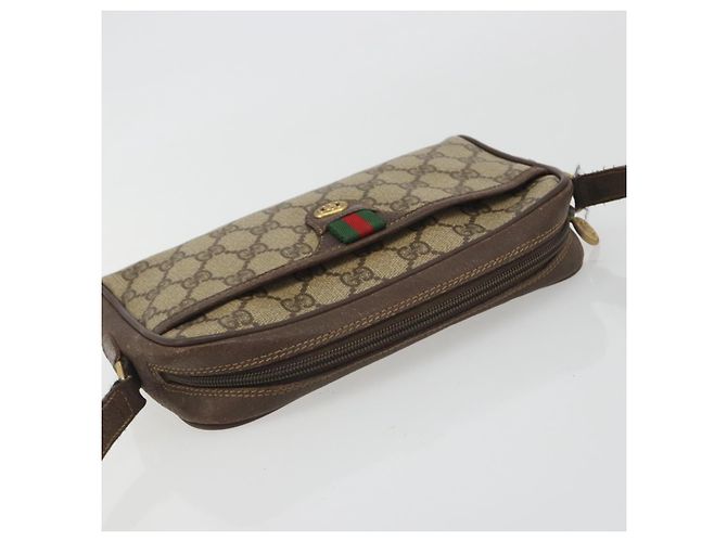 Bolso GUCCI GG Supreme Web Sherry Line PVC Beige Oro 116 02 089 Auth 195675 Dorado - vista 6