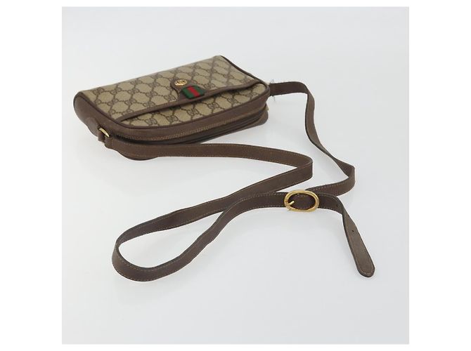 Bolso GUCCI GG Supreme Web Sherry Line PVC Beige Oro 116 02 089 Auth 195675 Dorado - vista 7