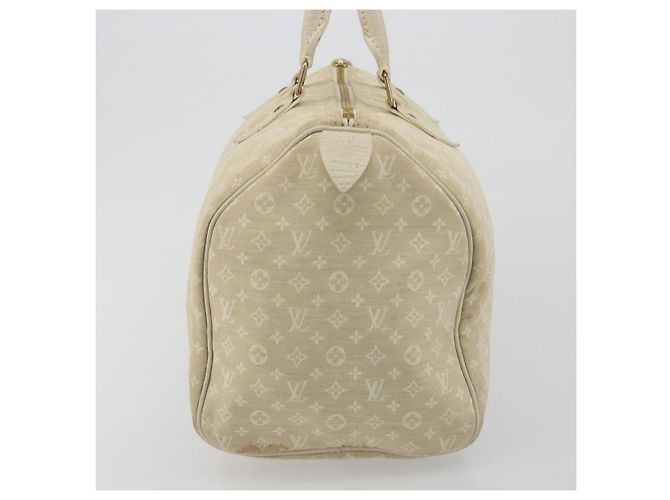 Borsa LOUIS VUITTON Monogram Mini Lin Speedy 30 White Dunne M95319 LV Auth 193401 Bianco - vista 4