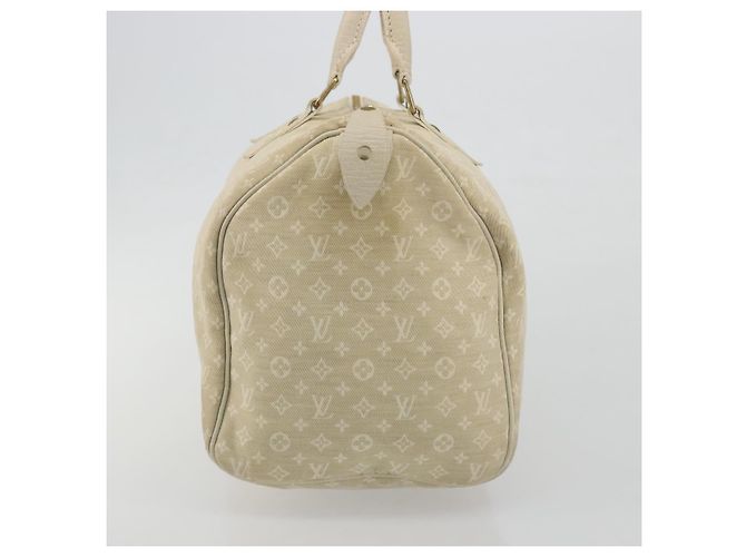 Borsa LOUIS VUITTON Monogram Mini Lin Speedy 30 White Dunne M95319 LV Auth 193401 Bianco - vista 5